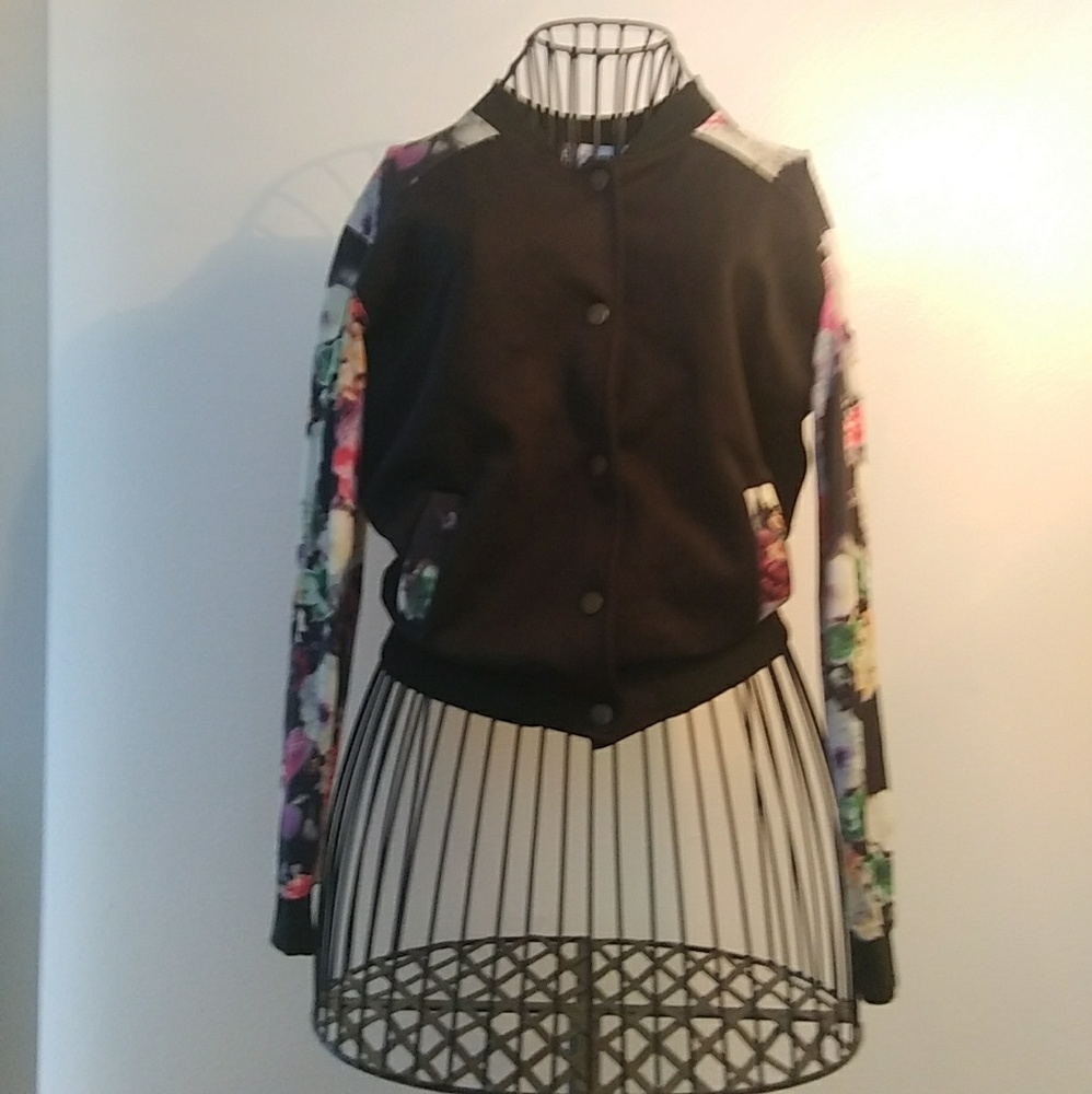 Black and floral baseball jacket